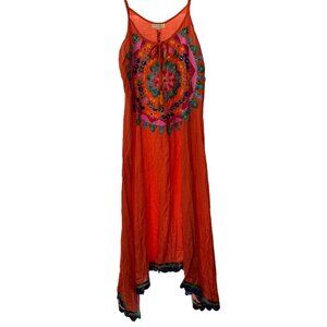 Ruby Yaya Orange Spaghetti Strap Mandala Sundress, Size Medium, Boho Travel